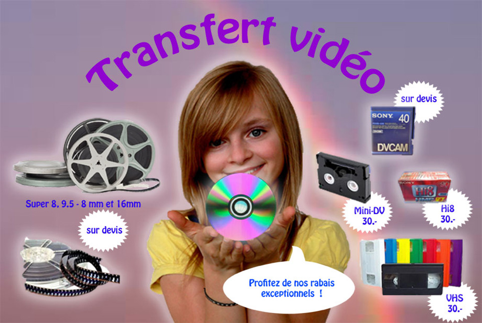 Transfert Vidéo, super 8, VHS sur DVD à Genève - Suisse